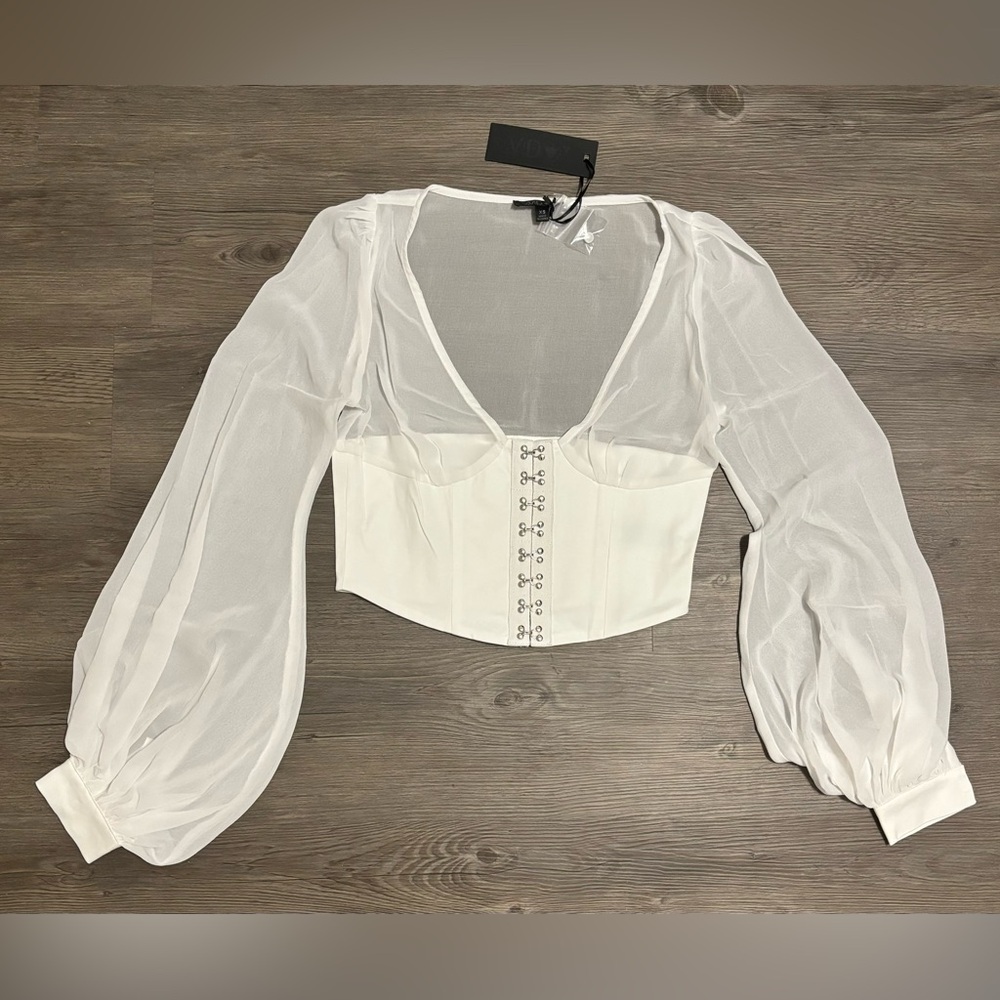 Dolls Kill / Widow White Pleasing Terrors Chiffon Blouse
